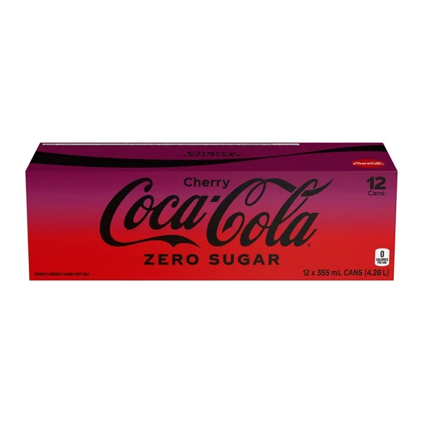 Coca-Cola Cherry Zero Fridge Pack Cans, 355 mL, 12 Pack, 12 x 355