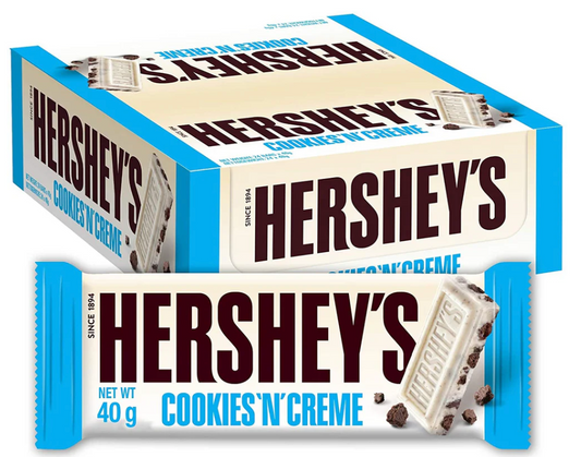 Hershey's Cookies 'n' Creme 43g (24 Pack) – Creamy White Chocolate Meets Crunchy Cookie Bits